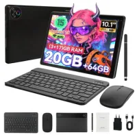 Tablet Con Kit Teclado, Ratón Y Lápiz, 64gb Ampliable A 1tb, 20(3+17)gb Ram, Android 15, Hd, 10,1'' – Negro