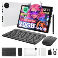 Tablet Con Teclado, Ratón, 20(3+17)gb Ram, 64gb, Cámara Dual, Altavoces Estéreo, Android 15, 10,1'' – Blanco