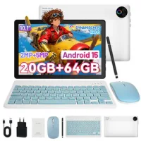 Tablet Incluye Teclado, Ratón Y Lápiz, 20(3+17)gb Ram, 64gb, Android 15, Procesador 5 Núcleos, 10,1'' – Blanco