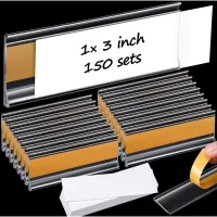 Paquete De 150 Portatarjetas Autoadhesivos De 3 X 1 Pulgada Con Insertos De Papel, Transparentes, Para Estantes De Supermercados Y Bibliotecas.