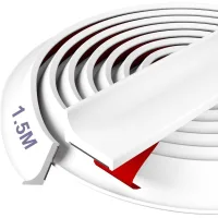 Barrera Impermeable De Silicona Premium Para Umbral De Ducha - Fácil De Instalar, Bloqueo De Agua De 12 Mm, Ideal Para Baños, Duchas Y Cocinas, Color Blanco, 1,5 M