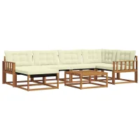 Conjunto De Sofás De Exterior 7 Uds. Natural Y Crema Vidaxl