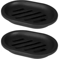 Lot De 2 Porte-savons, Porte Savon Noir Salle De Bain, Porte-savon De Voyage, Nettoyage Facile, Sec, Stop Mushy Soap (noir)
