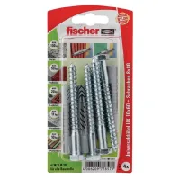 Fischer Taco Universal Ux 10x60 Sk Gris Claro, 4 Piezas, Con Tornillo 77857
