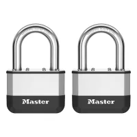 Master Lock Elite™ Candado De 67 Mm Con Nuevo Diseño Innovador En Acero Laminado De Alta Resistencia - Grillete De Acero De Boro Endurecido De 38 Mm - 2 Llaves Incluidas - Paquete De 2