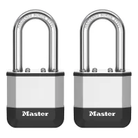 Master Lock Elite™ Candado De 45 Mm Con Nuevo Diseño Innovador En Acero Laminado De Alta Resistencia - Grillete De Acero De Boro Endurecido De 38 Mm - 2 Llaves Incluidas - Paquete De 2