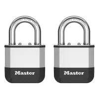 Master Lock Elite™ Candado De 52 Mm Con Nuevo Diseño Innovador En Acero Laminado De Alta Resistencia - Grillete De Acero De Boro Endurecido De 25 Mm - 2 Llaves Incluidas - Paquete De 2