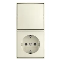 Busch-jaeger Combinación Interruptor Basculante Con Enchufe Schuko® Safety+ Tecla, Conmutación De Apagado Y Cruce 2p+pe Blanco - Busch-balance® Ap (2601/6/20 Eapbj-522), 2tka00005537