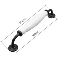 Cabinet Handles,poignée En Céramique Noire Et Blanche D'Armoire De 10pcs(distance Des Trous: 160mm)