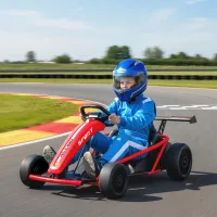 Kart Eléctrico De 24 V Para Conducir Y Derrapar, Neumáticos De Nailon, Cinturón De Seguridad, Claxon, Música, Para Edades De 8 A 12 Años, Rojo.