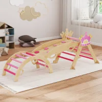Estructura De Escalada Interior 8 En 1 Para Niños, Diseño De Princesa, Tobogán, Rampa, Arco, Madera.