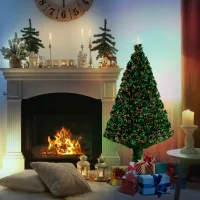 Árbol De Navidad Artificial De 120 Cm Con Fibra Óptica Y Luces Led, Árbol De Navidad Luminoso Con 130 Ramas, Verde.