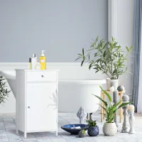 Mueble De Baño Con 2 Cajones, Diseño Antivuelco, Fabricado En Mdf, 43x34x77 Cm, Blanco.