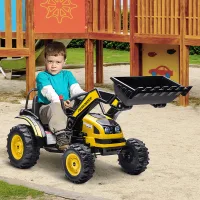 Excavadora Infantil A Batería De 6 V Con Doble Motor, Velocidad De 1,5 A 2,5 Km/h, Excavadora De Juguete Para Niños De 3 A 5 Años Con Sonidos Y Luces, 132 X 62 X 65 Cm, Amarilla.
