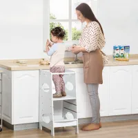 Torre Montessori Con 3 Niveles De Altura Ajustable, Torre De Aprendizaje Infantil De Madera, Escalera Infantil Blanca