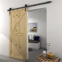 Kit De Riel Para Puerta Corredera De 200 Cm/6,6 Pies, Capacidad De Carga De 100 Kg, Riel Para Puerta Corredera De Estilo Rústico Con Ruedas, Color Negro.