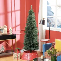 Árbol De Navidad Artificial De 180 Cm Con 479 Ramas, Árbol De Navidad Alto Y Delgado Con Base Plegable, Verde.