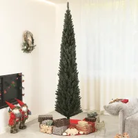 Árbol De Navidad Artificial De 225 Cm De Altura Con 538 Ramas, Árbol De Navidad Delgado Que Ahorra Espacio Con Base De Acero Para El Hogar Y La Oficina, Verde.