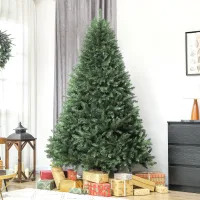 Árbol De Navidad Artificial De 210 Cm Con 2641 Ramas Ignífugas, Abeto Denso Y Realista Con Base Metálica Plegable, Fácil Montaje, Para El Hogar Y Interiores, Color Verde.