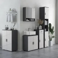 Mueble De Baño Kleankin, Cómoda De Baño, Mueble De Tocador, 2 Estantes, Madera, Gris Claro