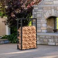 Estante Metálico Para Leña De 60 X 25 X 100 Cm, Estante Para Almacenar Leña, Ayuda Para Apilar, Estructura De Acero, Hasta 100 Kg, Refugio Para Leña De Exterior, Estante Para Leña, Estante Para Leña P