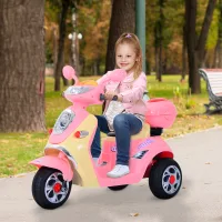Motocicleta Eléctrica Infantil, Coche Eléctrico, Vehículo Infantil, Triciclo, 6v, Metal+pp, 108x51x75cm (rosa+amarillo)