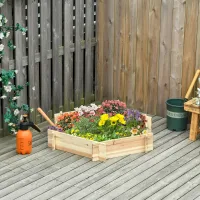 Huerto Hexagonal Elevado Outsunny, Jardinera De Madera Para Jardín Y Balcón, Acabado Natural, 100 X 92 X 16 Cm.
