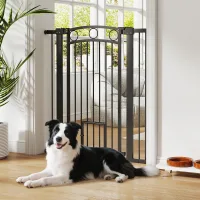 Barrera Para Mascotas De 106 Cm De Altura Con Ancho Ajustable, Puerta Para Gatos Integrada, Para Escaleras Y Marcos De Puertas, Color Negro.