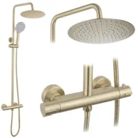 Juego De Ducha Rea Lungo Termostat Brush Gold
