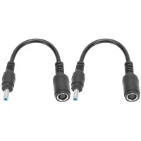 Adaptateur Femelle-mâle Noir (lot De 2) Pour Hp/dell, Droit Vers Coudé, 7,4 X 5,0 Mm Vers 4,5 X 3,0 Mm