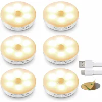 Lot De 6 Lampe Détecteur De Mouvement, Rechargeable Led Jaune, 3 Modes Auto, Pour Escalier Et Chambre Enfant
