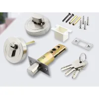 Cerradura De Puerta Invisible, Cerradura Interior, Cerradura Tubular De Mortaja, Cilindro De Latón + Inox, 3 Llaves, Antirrobo, Accesorios Completos