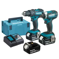 Makita Dlx2131jx1 18v Kit De Herramientas - Taladro Li-ion (dhp482) & Atornillador De Impacto (dtd152) Set Combinado (con 3x Baterías 3.0ah ) En Makpac