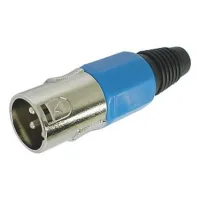 Conector Xlr Macho - 3 Contactos - Niquelado - Azul