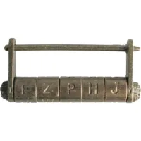 Cerradura De Combinación Con Texto De Código, Estilo Bronce Imitación Cobre, Candado Chino Antiguo Para Cajas De Madera Antiguas, Joyeros, Armarios Y Decoración Artesanal