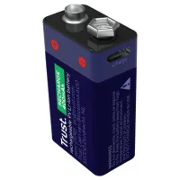 Trust Pila 9v Recargable Usb-c, Puerto Usb-c Integrado, No Necesita Cargador De Batería, Capacidad De 4,44 Wh, Carga Con Cable Usb/cargador De Teléfono, Bateria 9v Para Detector De Humo