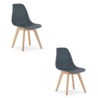 Set De 2 Silla De Comedor Polipropileno Valora Kito Asiento Ergonómico Pizarra Oscura