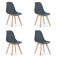 Set De 4 Silla De Comedor Polipropileno Valora Kito Asiento Ergonómico Pizarra Oscura