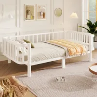 Cama Nido Metálica Blanca De 90 X 200 Cm Con Somier Reforzado