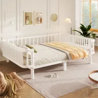 Cama Nido Metálica Blanca De 140x200 Cm Con Somier Reforzado