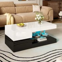 Mesa De Centro Led Para Salón, 90 X 45 X 35,5 Cm, Control Por Aplicación Y Bluetooth