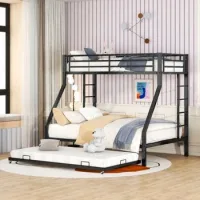 Litera De Metal Con Cama Nido Negra 90x200 Y 140x200 Con Escaleras