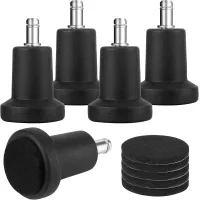 5 Pc Noir Roulette Chaise Bureau, 11 X 22 Mm Roues Fixes De Bureau, Patin Chaise Bureau Avec 5 Pc Patins Pour Tous Les Étages Bureau Maison De Siège Fixe