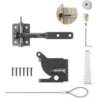 Verrou De Portail Verrouillage Automatique, Serrure Métal À Boulon, Loquet Acier À Gravité Clôture Jardin,noir, Avec 6 Vis, Pour Portail En Bois Et Portail De Clôture Portail De Clôture Suffolk Loquet