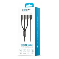 Cable Usb Forever - Usb Tipo C / Microusb / Lightning 1 M Negro 1 Unidad.