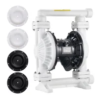 Vevor Bomba Neumática De Doble Diafragma, 95 L/min, Entrada Y Salida De 25,4 Mm, Para Transferencia De Aceite Usado, Carcasa De Polipropileno, Para Diesel, Grasa, Queroseno, Gasolina Y Aceite
