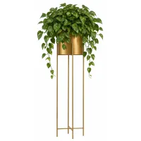 Soporte Para Macetas Con Tapa, 95 Cm, Color Dorado