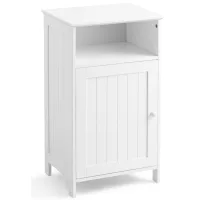 Mueble De Baño Con Estante Regulable, 40x30x70 Cm, Blanco
