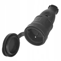 Enchufe De Goma Geko 230v 16a Ip44 Con Tapa, Impermeable, Negro Ce