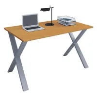 Vcm Wood Desk Al. 76 X An. 140 X P. 50 Cm Mesa De Ordenador Lisa Pies De Metal De Alta Calidad Mesa De Trabajo Muebles De Oficina - Lona X (plata / Haya)